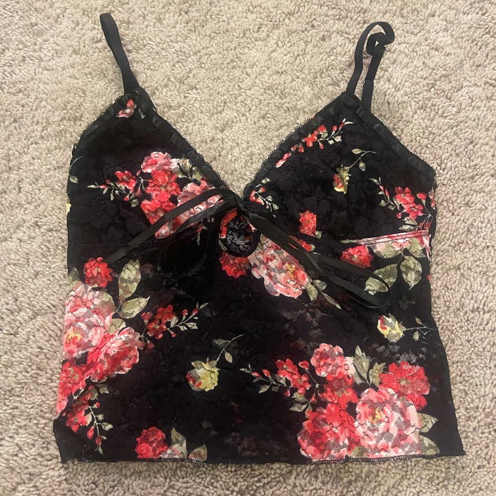 Edikted Portofino Printed Sheer Lace Tank Top